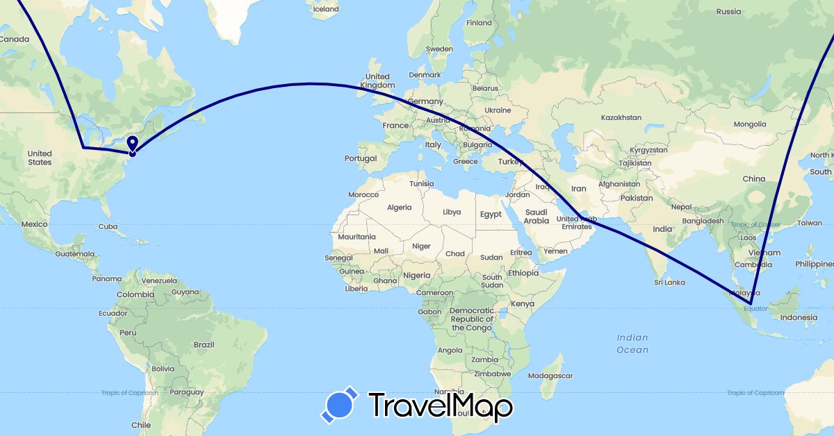 TravelMap itinerary: driving in United Arab Emirates, Germany, Singapore, United States (Asia, Europe, North America)